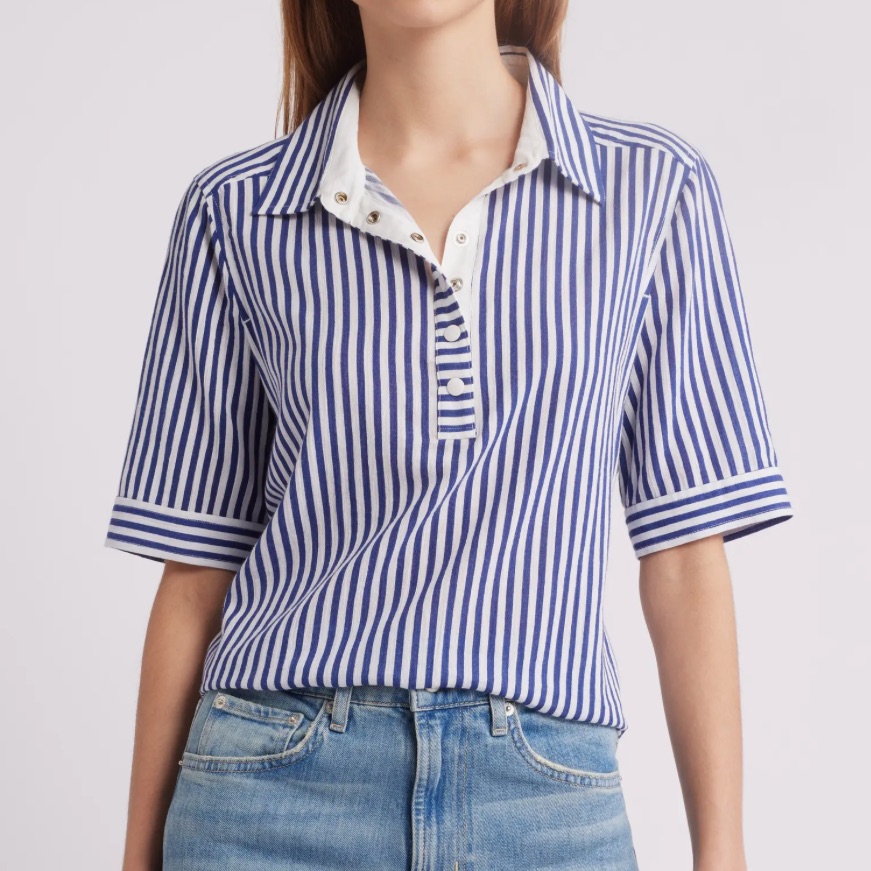 Frame Denim Snap Polo Shirt
